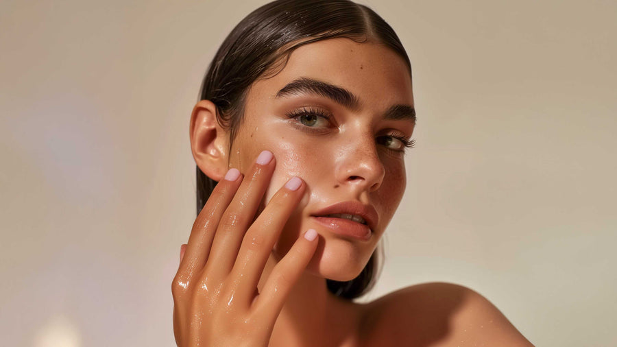 Serum smoothed along the lash line with a fingertip